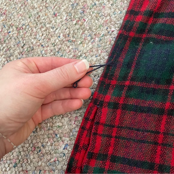 Lands' End Red and Green Plaid Wool Shirt Dress - Picture 7 of 9